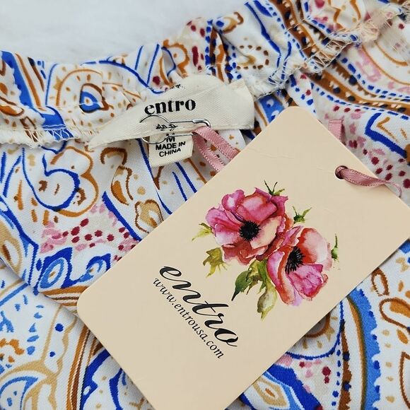 Anthropologie - Entro - Paisley Print One Shoulder Dress Tie Waist Ruffled Hem M - Picture 4 of 8